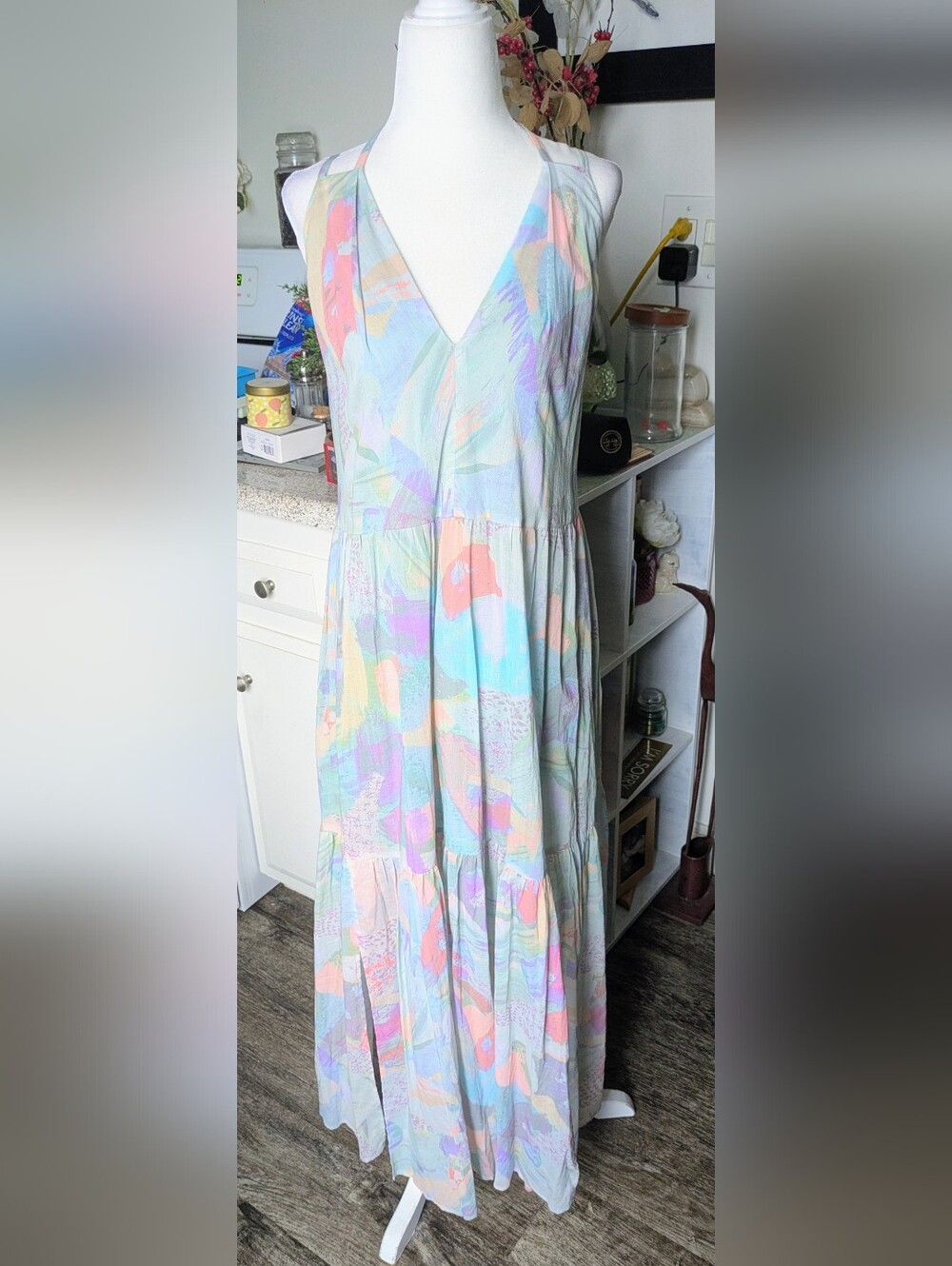 IRO PARIS MAUGEX Geometric Printed Backless Maxi Dress 100% Cotton - Picture 5 of 9